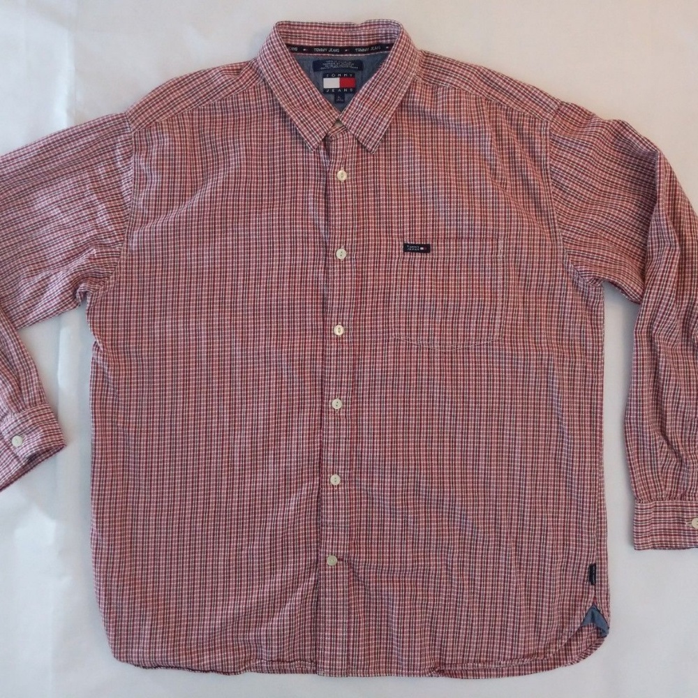 VTG Tommy Jeans Button Shirt‎ XL Plaid Checks L/S